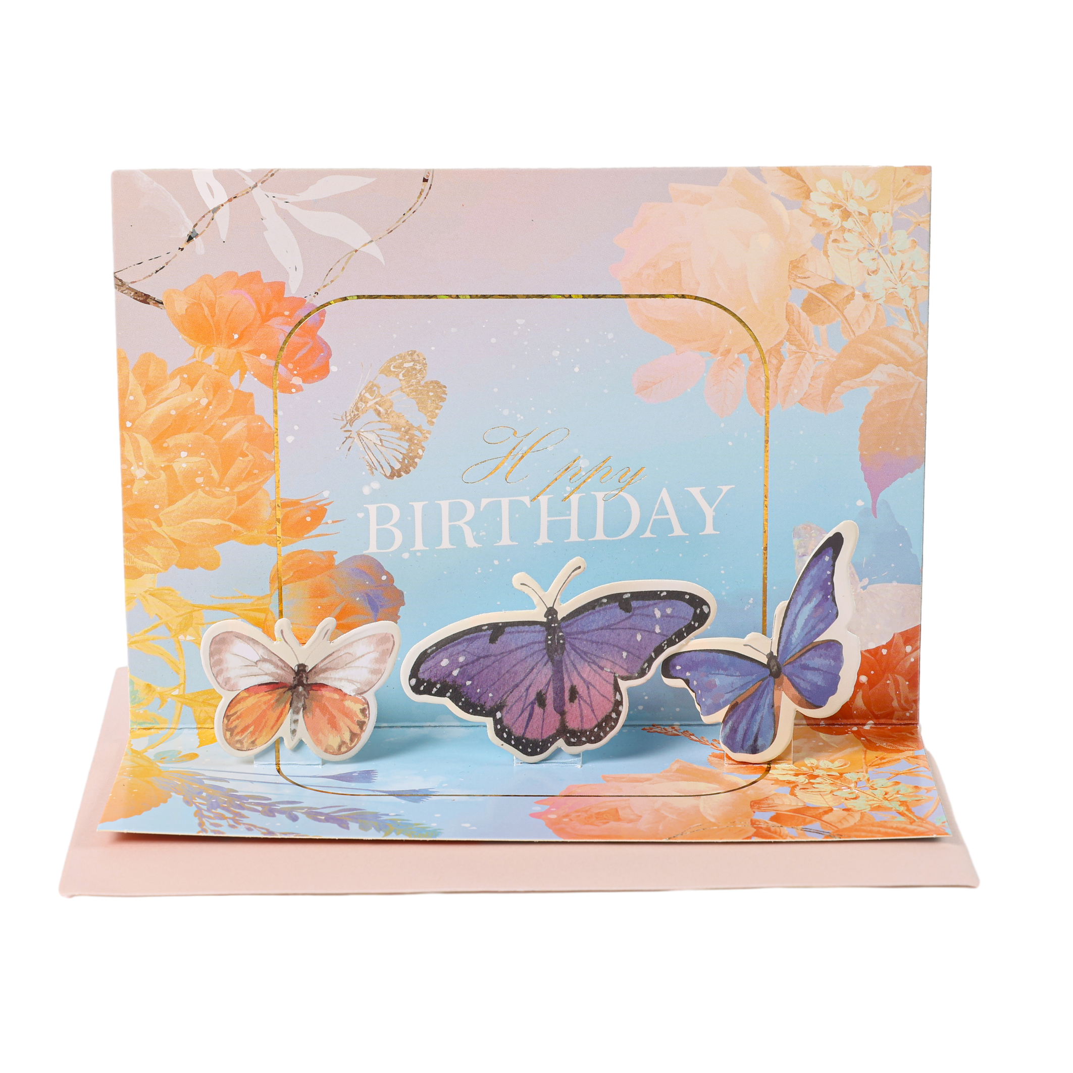 Stereoscopic butterfly birthday card BA016